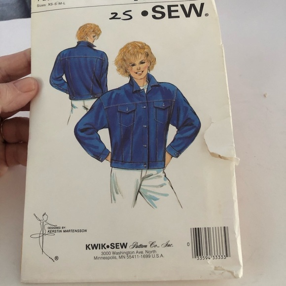 Kwik Sew 1643 Pattern for Denim Jacket, multi size, hard to find pattern - Picture 2 of 4